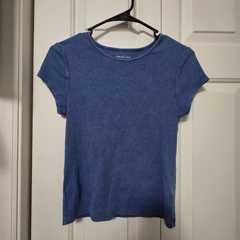 American Eagle Hey Baby Tee Size Medium Womens Blue